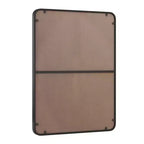 Espejo de Baño Rectangular Minimalista – Marco Metálico, Esquina Curva, Espejo de Tocador de Pared