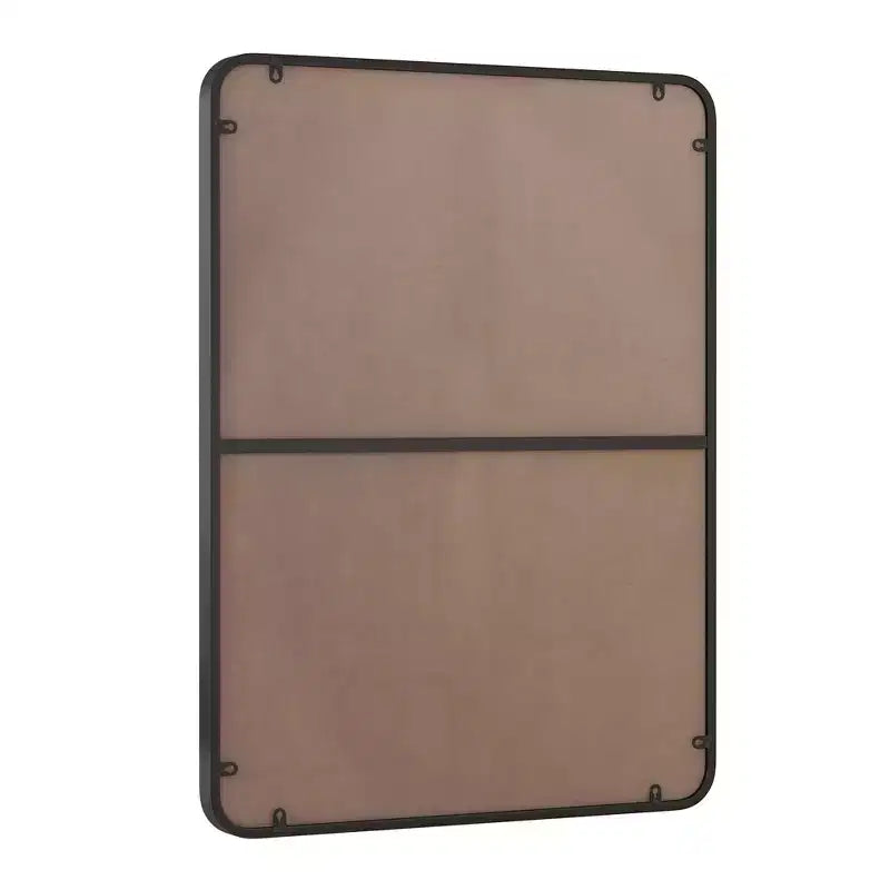 Espejo de Baño Rectangular Minimalista – Marco Metálico, Esquina Curva, Espejo de Tocador de Pared