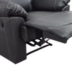 Sofá Reclinable de 3 Plazas de Semi-Piel Sintética – Respaldos Ajustables, Capacidad de 181 kg, Negro