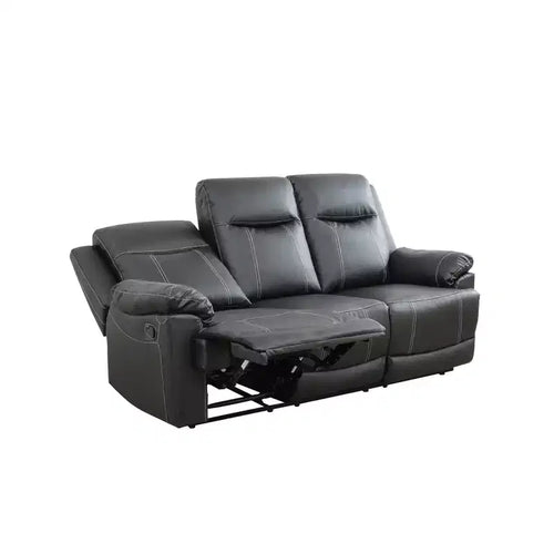 Sofá Reclinable de 3 Plazas de Semi-Piel Sintética – Respaldos Ajustables, Capacidad de 181 kg, Negro