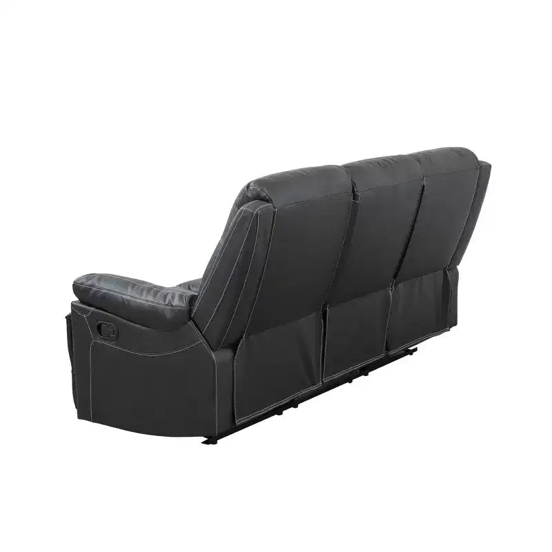Sofá Reclinable de 3 Plazas de Semi-Piel Sintética – Respaldos Ajustables, Capacidad de 181 kg, Negro