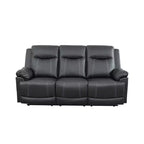 Sofá Reclinable de 3 Plazas de Semi-Piel Sintética – Respaldos Ajustables, Capacidad de 181 kg, Negro
