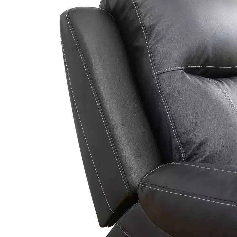 Sofá Reclinable de 3 Plazas de Semi-Piel Sintética – Respaldos Ajustables, Capacidad de 181 kg, Negro