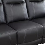 Sofá Reclinable de 3 Plazas de Semi-Piel Sintética – Respaldos Ajustables, Capacidad de 181 kg, Negro