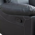 Sofá Reclinable de 3 Plazas de Semi-Piel Sintética – Respaldos Ajustables, Capacidad de 181 kg, Negro