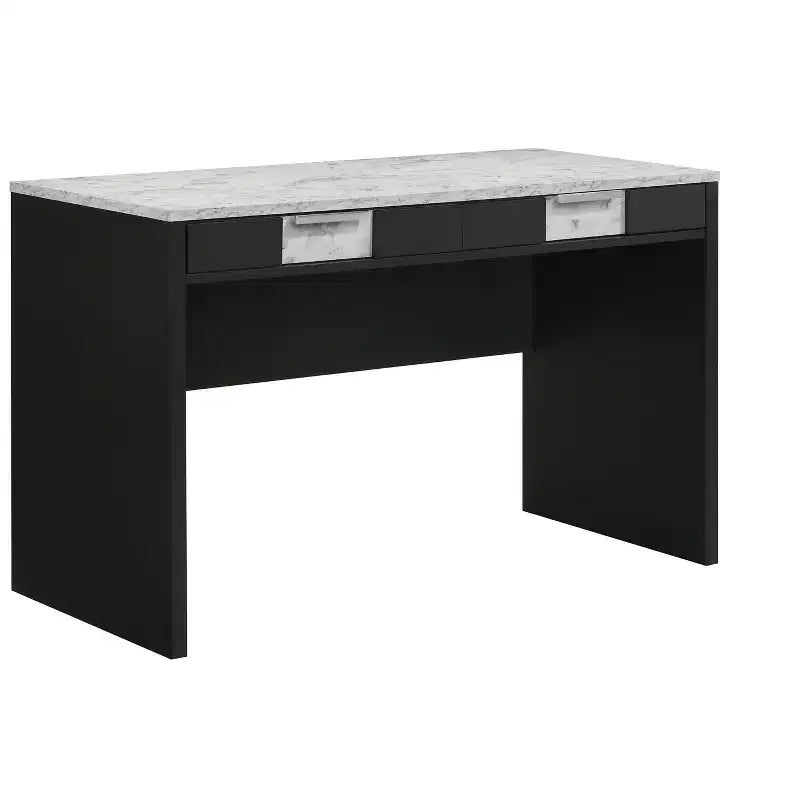 Escritorio moderno de oficina de 121.6 cm - Textura de mármol/veta de madera, 2 cajones de almacenamiento, escritorio de pie
