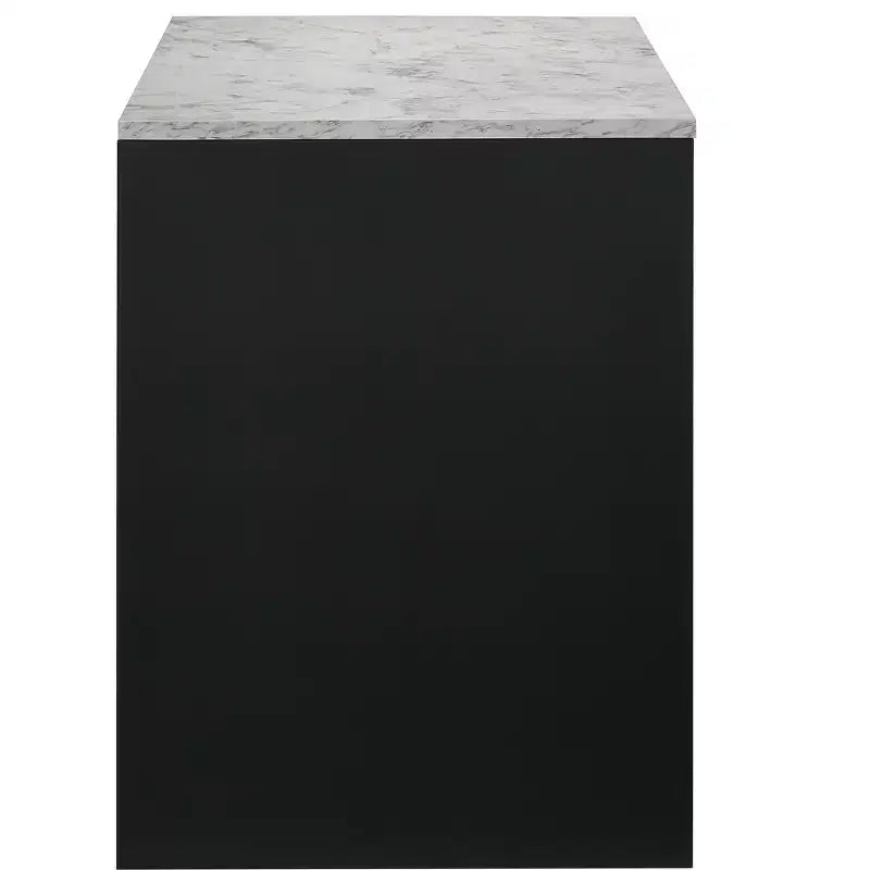 Escritorio moderno de oficina de 121.6 cm - Textura de mármol/veta de madera, 2 cajones de almacenamiento, escritorio de pie