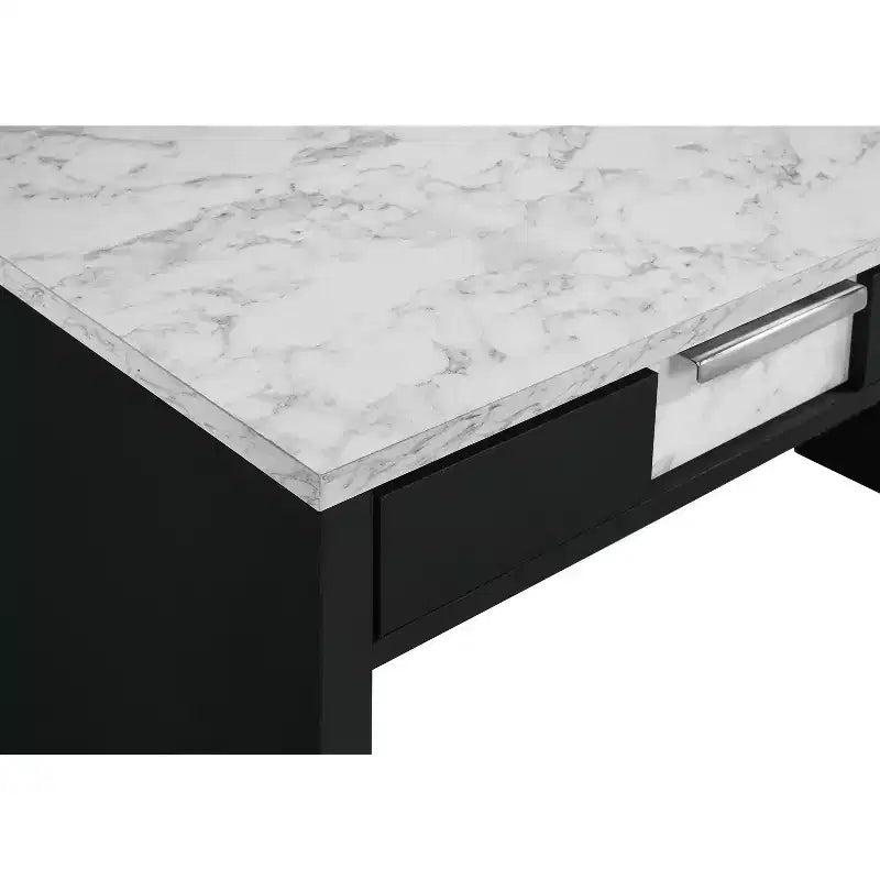 Escritorio moderno de oficina de 121.6 cm - Textura de mármol/veta de madera, 2 cajones de almacenamiento, escritorio de pie