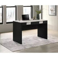 Okak 47.9IN Modern Office Desk with Marble Texture/Wood Grain, Computer Desk with 2 Storage Drawers, Standing Desk for Living Room, Study, Office