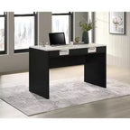 Okak 47.9IN Modern Office Desk with Marble Texture/Wood Grain, Computer Desk with 2 Storage Drawers, Standing Desk for Living Room, Study, Office