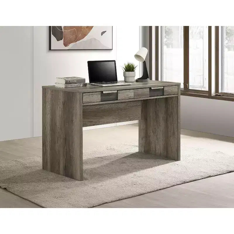Escritorio moderno de oficina de 121.6 cm - Textura de mármol/veta de madera, 2 cajones de almacenamiento, escritorio de pie