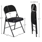 Sillas de comedor plegables de metal con asiento y respaldo acolchados – Juego de 4, interior/exterior, negras