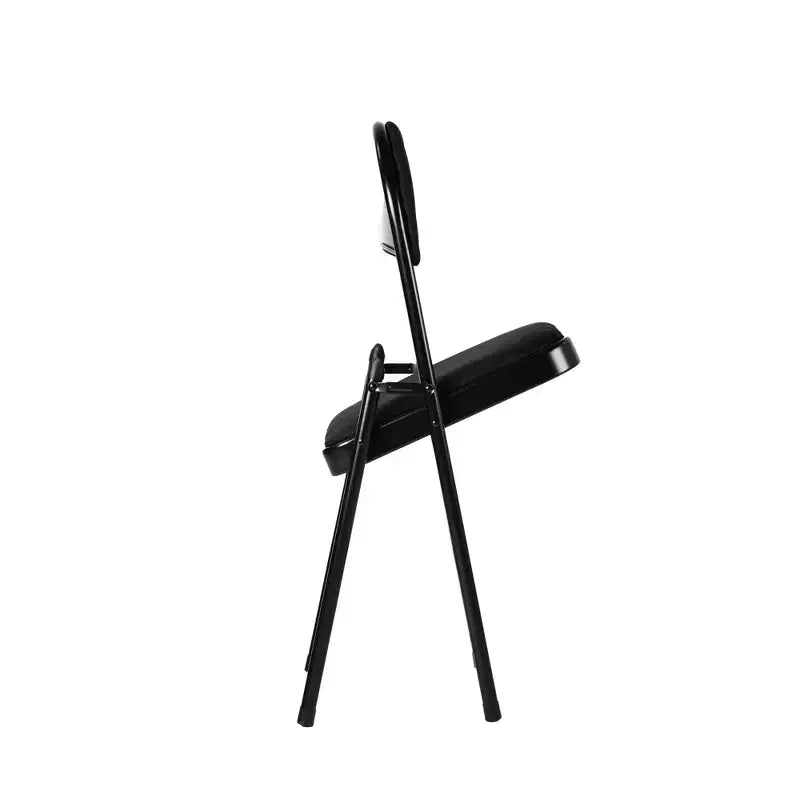 Sillas de comedor plegables de metal con asiento y respaldo acolchados – Juego de 4, interior/exterior, negras