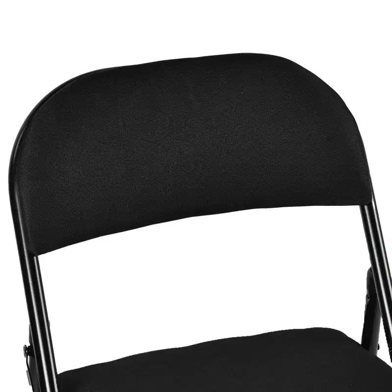 Sillas de comedor plegables de metal con asiento y respaldo acolchados – Juego de 4, interior/exterior, negras