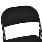 Sillas de comedor plegables de metal con asiento y respaldo acolchados – Juego de 4, interior/exterior, negras
