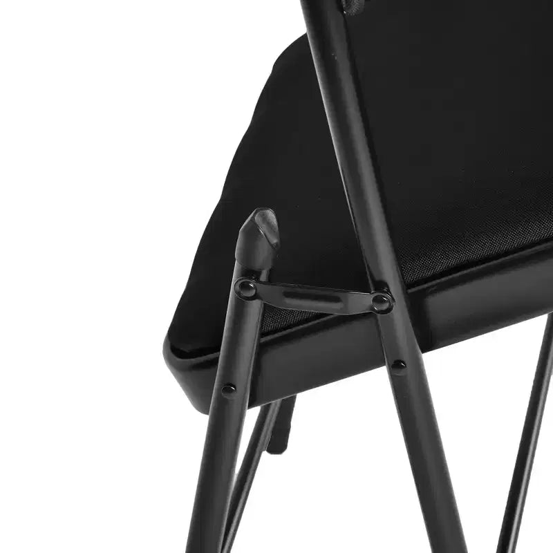 Sillas de comedor plegables de metal con asiento y respaldo acolchados – Juego de 4, interior/exterior, negras