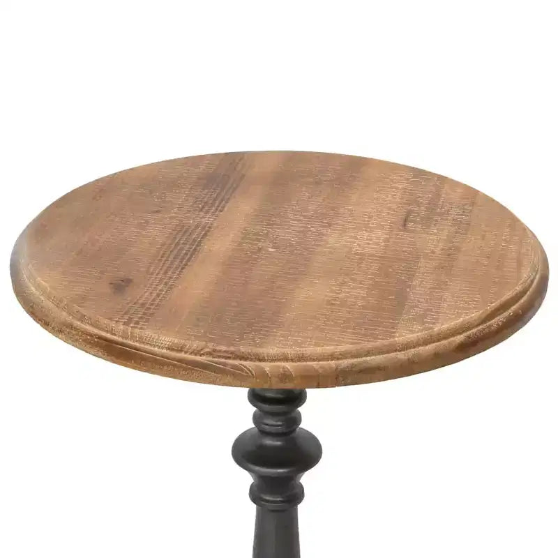 Mesa auxiliar de madera de abeto maciza y acero Marrón Pequeña Sencilla