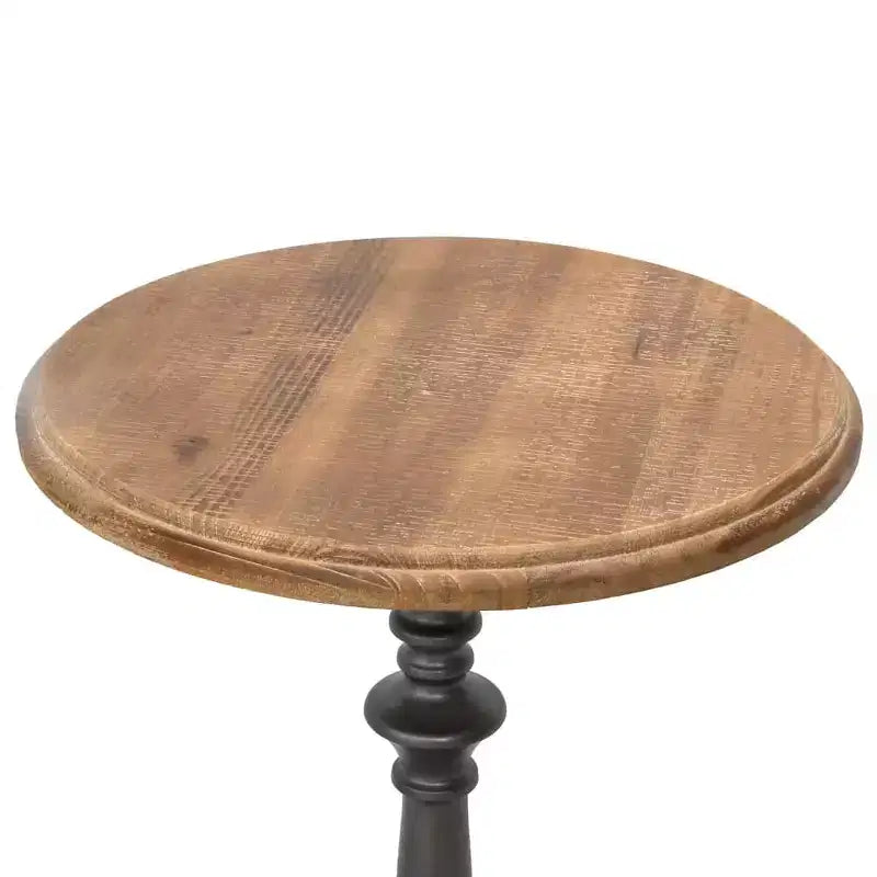 Mesa auxiliar de madera de abeto maciza y acero Marrón Pequeña Sencilla