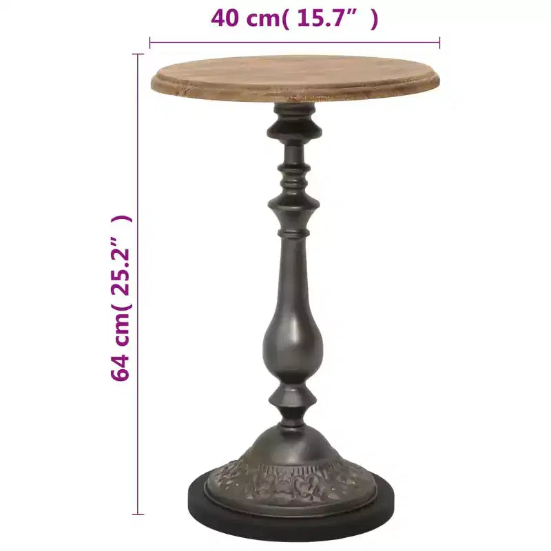 Mesa auxiliar de madera de abeto maciza y acero Marrón Pequeña Sencilla