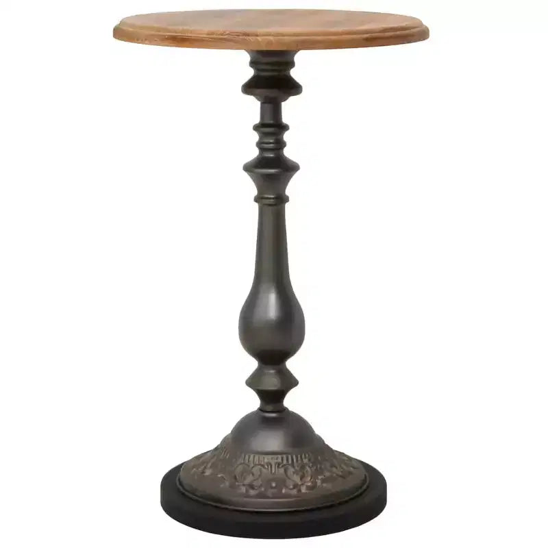 Mesa auxiliar de madera de abeto maciza y acero Marrón Pequeña Sencilla
