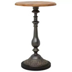 Mesa auxiliar de madera de abeto maciza y acero Marrón Pequeña Sencilla
