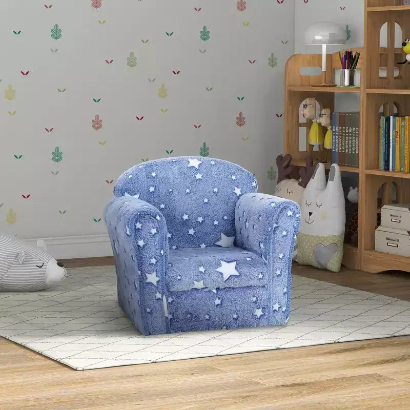Whisen Kids & Toddler Sofa, Children's Couch, Upholstered Baby Sofa with Glowing Stars for 18-36 Months - Blue