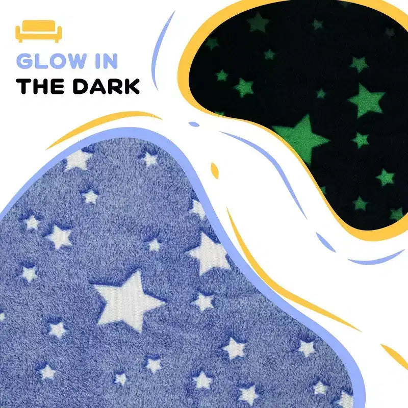 Sofá para niños y bebés con estrellas que brillan en la oscuridad – Sofá infantil tapizado, 18-36 meses, azul