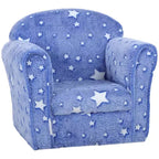 Sofá para niños y bebés con estrellas que brillan en la oscuridad – Sofá infantil tapizado, 18-36 meses, azul