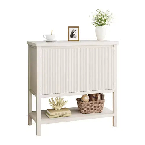 2 Fluted Door, Wooden Buffet Sideboard Modern Console Table with Storage, for Living Room, Dining Room, Kitchen,
