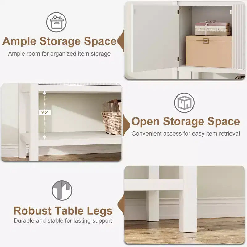 Aparador de madera de 2 puertas acanaladas con almacenamiento, mesa consola moderna para sala de estar, comedor, cocina.