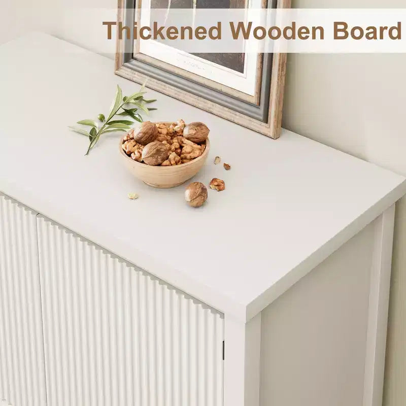Aparador de madera de 2 puertas acanaladas con almacenamiento, mesa consola moderna para sala de estar, comedor, cocina.