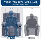 Sillón Reclinable de Masaje y Calor con Elevador Eléctrico, Tamaño Extragrande, 23.6, Sofá Individual Extragrande con Elevador Eléctrico para Ponerse de Pie, Carga Máxima 350 lb