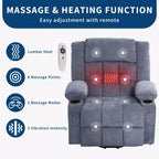 Sillón Reclinable de Masaje y Calor con Elevador Eléctrico, Tamaño Extragrande, 23.6, Sofá Individual Extragrande con Elevador Eléctrico para Ponerse de Pie, Carga Máxima 350 lb