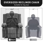 Sillón Reclinable de Masaje y Calor con Elevador Eléctrico, Tamaño Extragrande, 23.6, Sofá Individual Extragrande con Elevador Eléctrico para Ponerse de Pie, Carga Máxima 350 lb