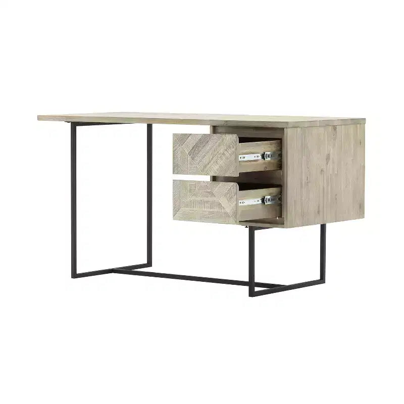 Escritorio para computadora de madera compuesta con estante de almacenamiento abierto – Blanco, 29" de alto