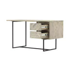 Escritorio para computadora de madera compuesta con estante de almacenamiento abierto – Blanco, 29" de alto
