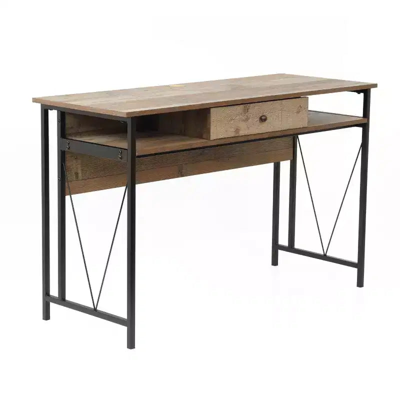 Escritorio para computadora de madera compuesta con estante de almacenamiento abierto – Blanco, 29" de alto