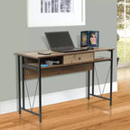 Escritorio para computadora de madera compuesta con estante de almacenamiento abierto – Blanco, 29" de alto