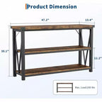 Mesa consola larga, mesa de entrada de madera estriada, mesa de sofá detrás del sofá
