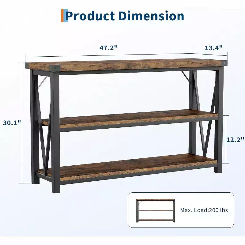 Mesa consola larga, mesa de entrada de madera estriada, mesa de sofá detrás del sofá