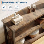 Mesa consola larga, mesa de entrada de madera estriada, mesa de sofá detrás del sofá