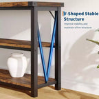 Mesa consola larga, mesa de entrada de madera estriada, mesa de sofá detrás del sofá