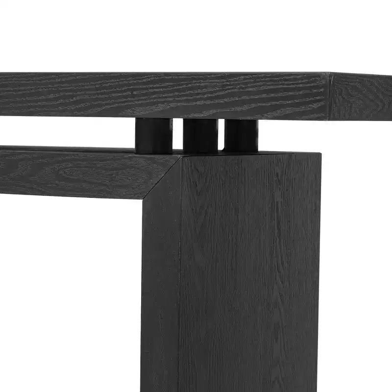 Mesa Consola Minimalista con Chapado de Fresno, Mesa de Entrada Moderna de Madera para Recibidor y Sala de Estar