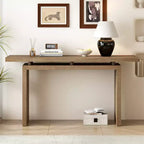 Mesa Consola Minimalista con Chapado de Fresno, Mesa de Entrada Moderna de Madera para Recibidor y Sala de Estar
