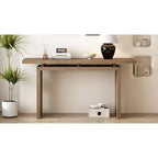 Mesa Consola Minimalista con Chapado de Fresno, Mesa de Entrada Moderna de Madera para Recibidor y Sala de Estar