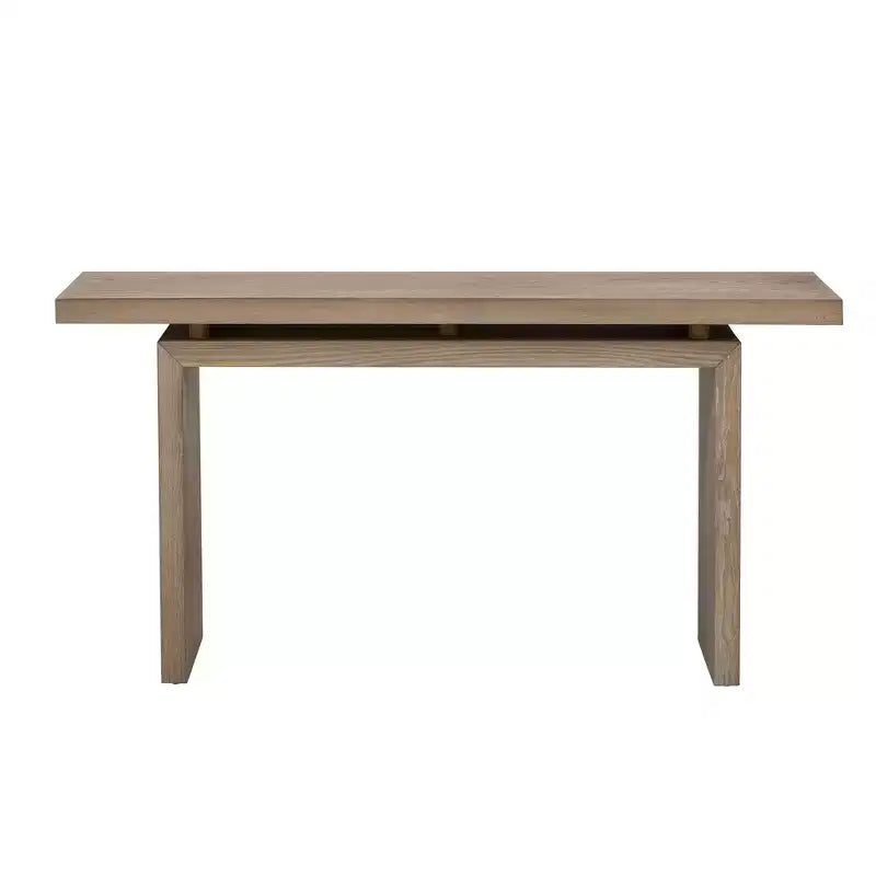 Mesa Consola Minimalista con Chapado de Fresno, Mesa de Entrada Moderna de Madera para Recibidor y Sala de Estar