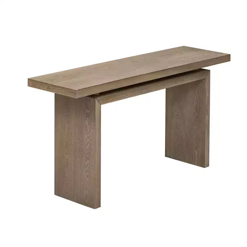 Mesa Consola Minimalista con Chapado de Fresno, Mesa de Entrada Moderna de Madera para Recibidor y Sala de Estar