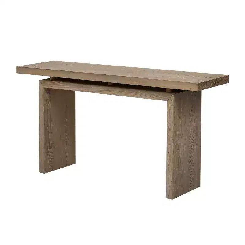Mesa Consola Minimalista con Chapado de Fresno, Mesa de Entrada Moderna de Madera para Recibidor y Sala de Estar