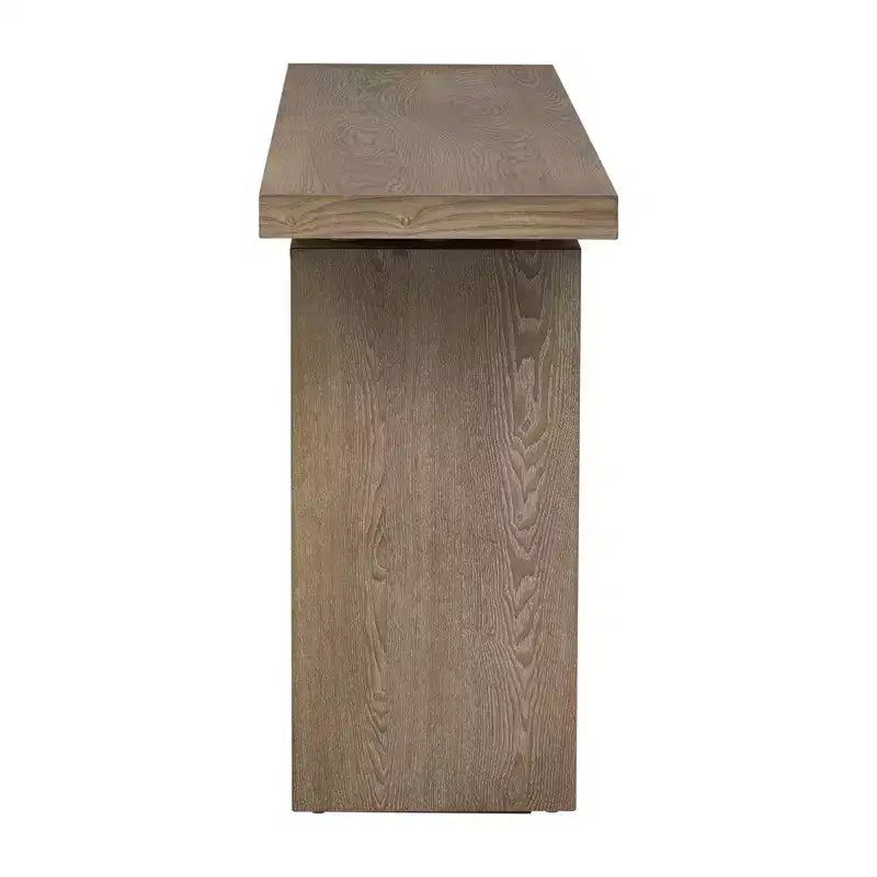 Mesa Consola Minimalista con Chapado de Fresno, Mesa de Entrada Moderna de Madera para Recibidor y Sala de Estar