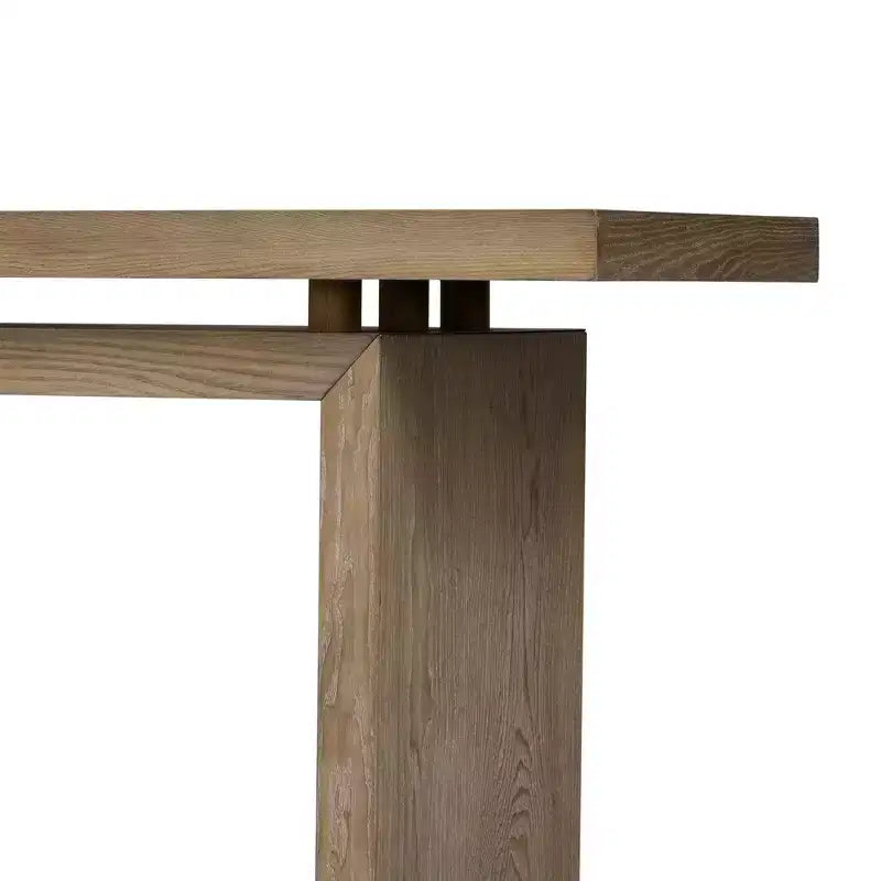 Mesa Consola Minimalista con Chapado de Fresno, Mesa de Entrada Moderna de Madera para Recibidor y Sala de Estar